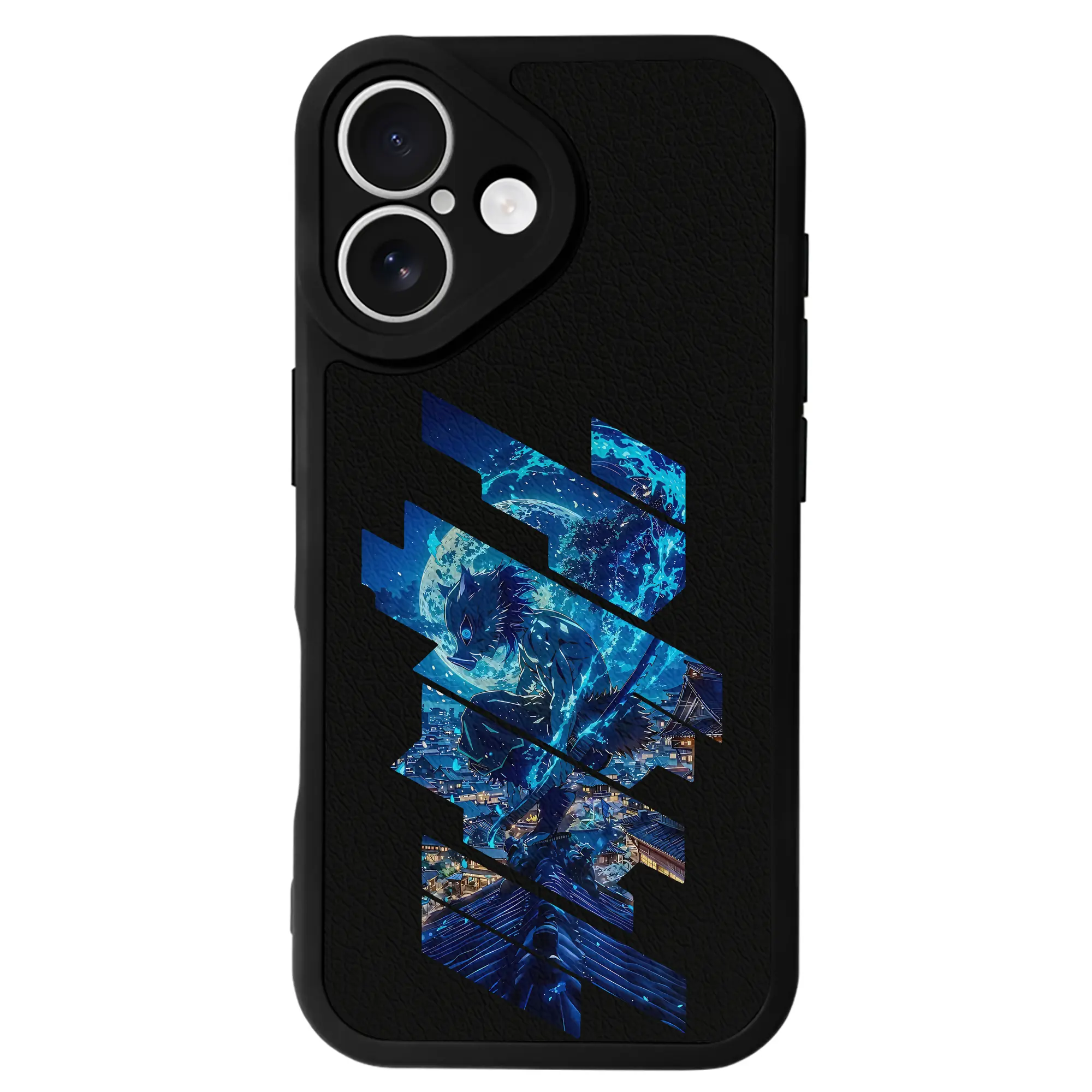 鬼滅の刃 グッズ,嘴平 伊之助 - IPhone 16シリーズ対応 ・ シリコンスマホケース ・ レザー調 ・ 高精度フィット ・ 耐衝撃 ・ ワイヤレス充電対応 ・ 精密カット